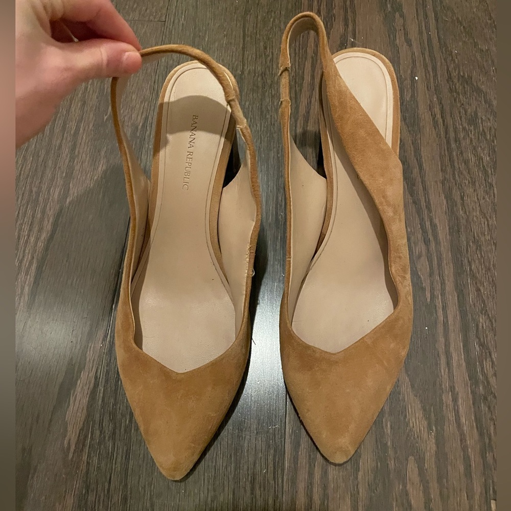 Tan Suede Slingback Heels